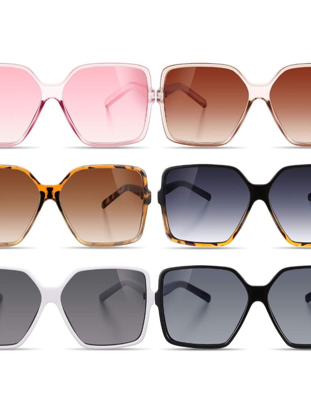 Fashion-Forward 6 Pairs Oversized Square Sunglasses - Perfect for Every Occasion
